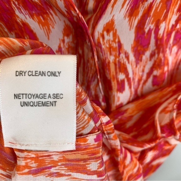 Joie Finnegan Ikat Pure Silk Pink Orange Button Up Sleeveless Tank Top Blouse XS - Picture 7 of 7